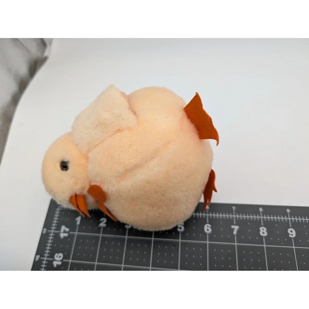 Omi Plusch Plush Chicken Chick Peach‎ Orange Round Chonky Bird Felt Accents